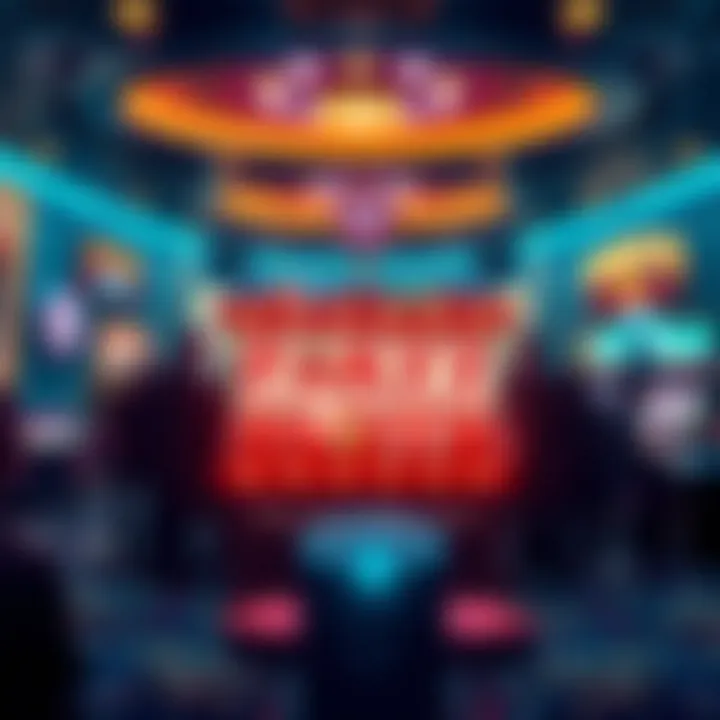 An illustration highlighting various gameplay features of Party City Slots