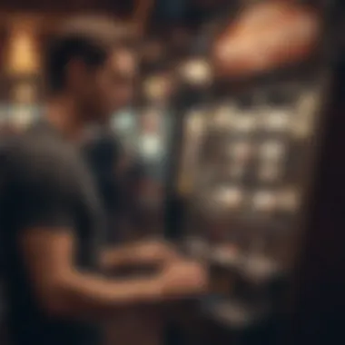 Player Engaging with a Penny Slot Machine Player engaging with a penny slot machine