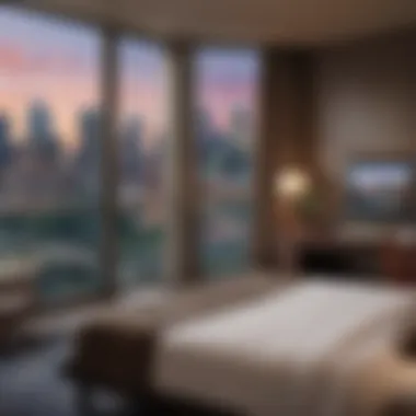 Stylish Accommodations Elegant hotel room with stunning views of Pittsburgh skyline