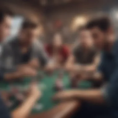 Friends Engaging in Poker A group of friends engaged in a lively poker game using mobile devices