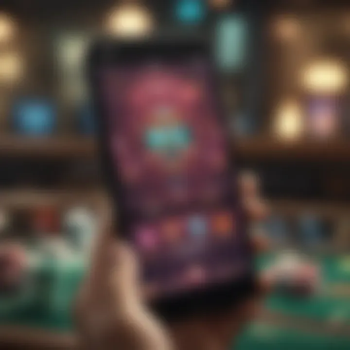 A vibrant smartphone screen displaying a poker app interface