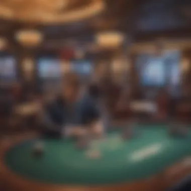 Luxury Poker Table Experience A detailed view of a poker table in a luxurious casino setting