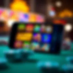Illustration of a mobile app displaying various casino games