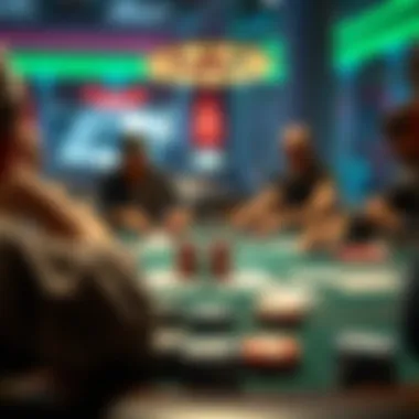 A strategic play in progress with chips and cards on a table