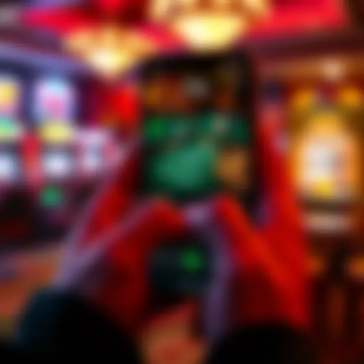 User navigating through an online casino app on iPhone