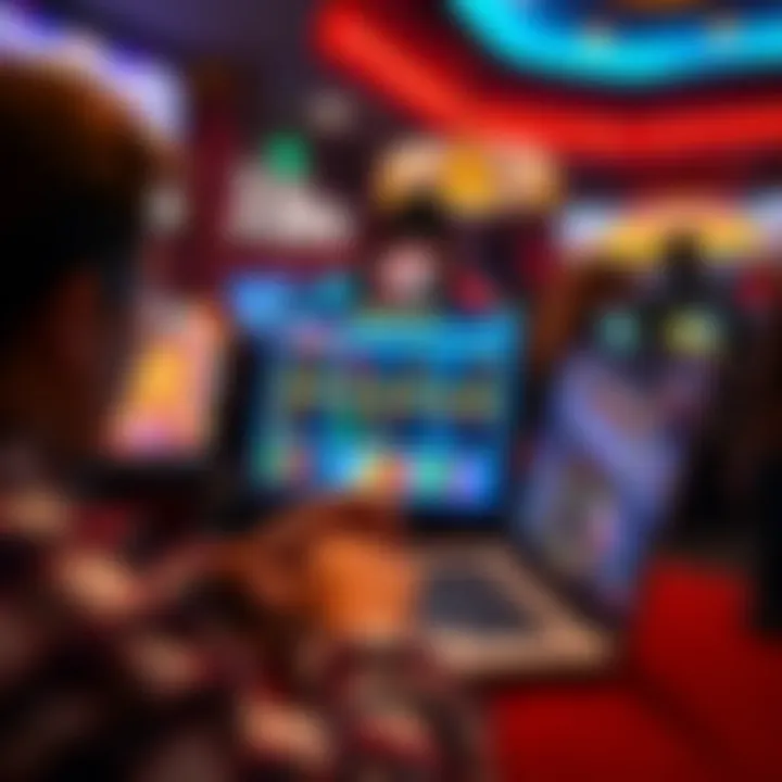 A person enjoying an online scratch-off game on a laptop