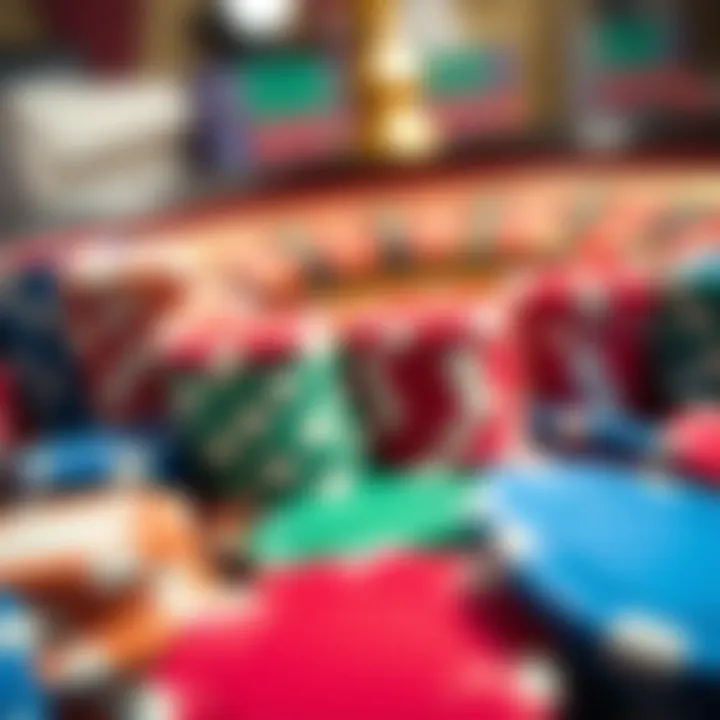 An array of roulette chips in various colors