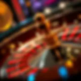 Close-up of a roulette wheel in action