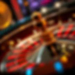 Close-up of a roulette wheel in action