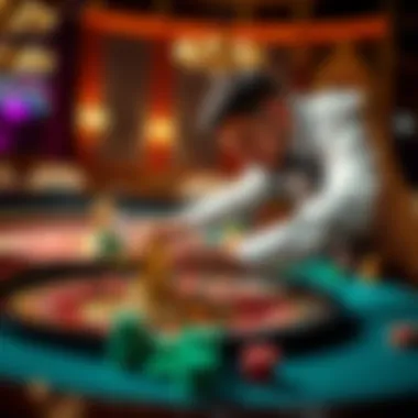 A player strategizing with chips on a roulette table