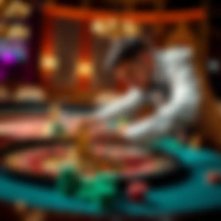 A player strategizing with chips on a roulette table