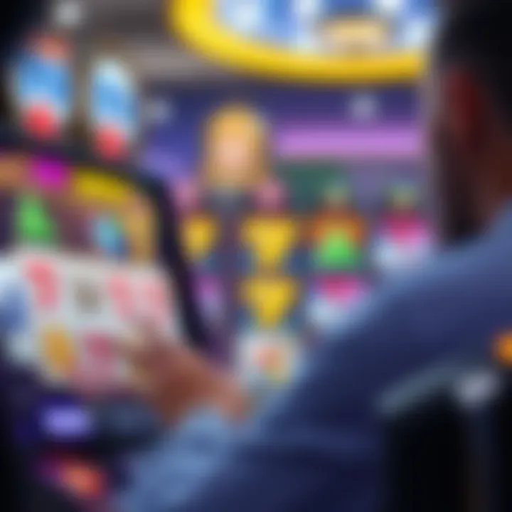 Player engaging with a browser-based slot machine interface