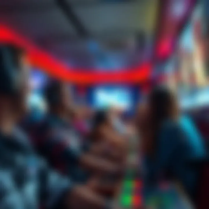 Engaging Atmosphere in the Sports Lounge An engaging atmosphere in the sports lounge with patrons enjoying games