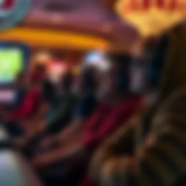 Group of enthusiasts engaged in watching a sporting event at the casino