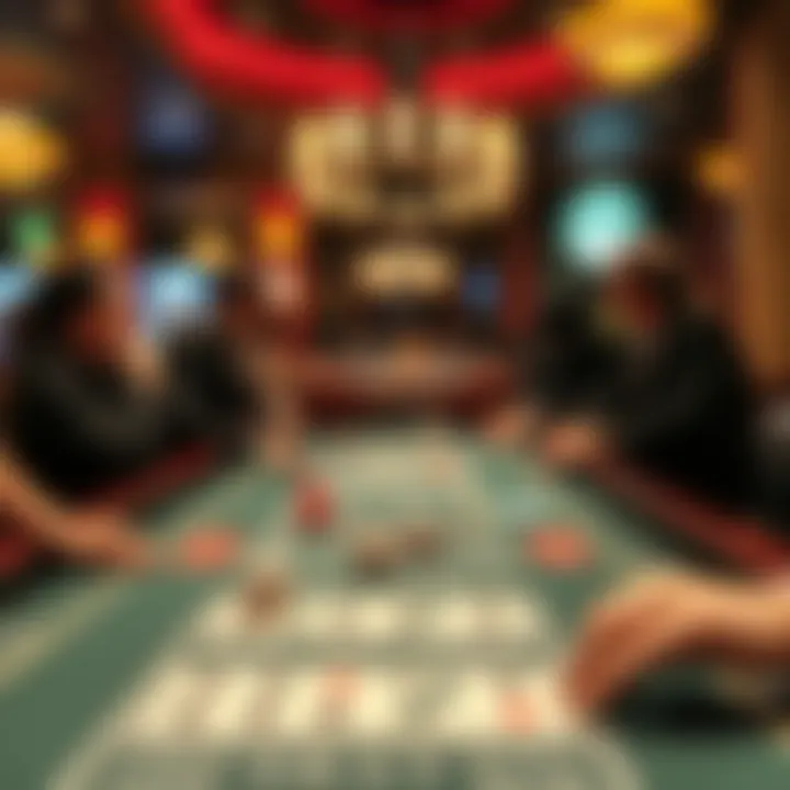 Craps table with dice and players engaged