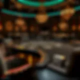 Elegant blackjack table in a luxurious casino setting