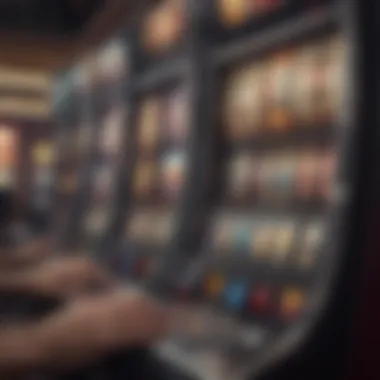 Engaging with a Modern Slot Machine Interface Player engaging with a modern slot machine interface