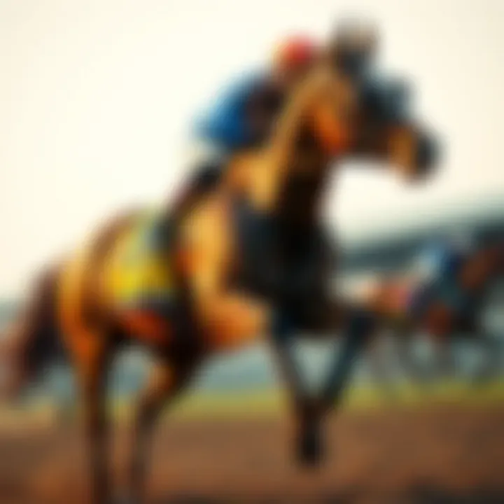 Thoroughbred in Action Thoroughbred racehorse sprinting on the track