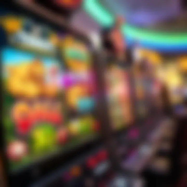 Close-up of a slot machine interface showcasing various themes