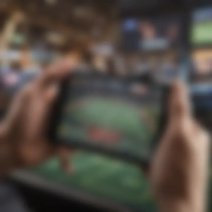 An illustration depicting a user engaging with a mobile sports betting app.