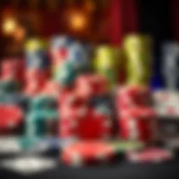 A vibrant array of poker chips and cards displayed artistically