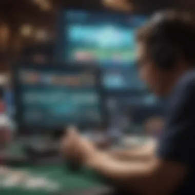 Analyzing Strategies and Odds A player analyzing odds and strategies on a digital screen
