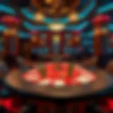 An elegant poker table set up in a luxurious casino environment