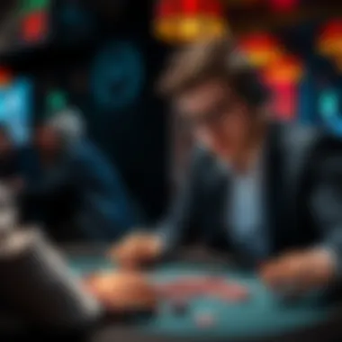 A player strategizing in a virtual poker setting