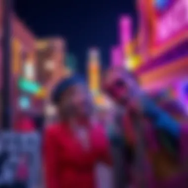 Colorful street performers entertaining visitors on Fremont Street