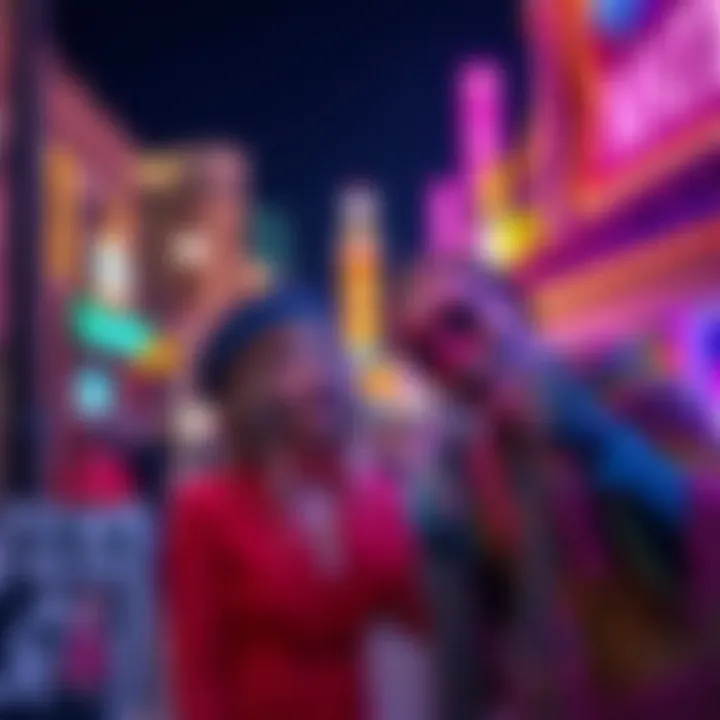 Colorful street performers entertaining visitors on Fremont Street