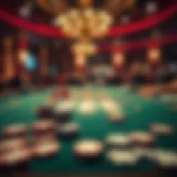 A captivating blackjack table with chips and a dealer