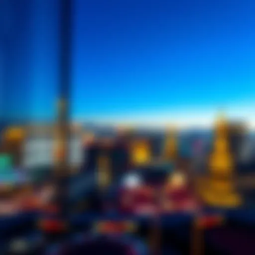 Stunning view of Las Vegas skyline at night with digital gaming overlays
