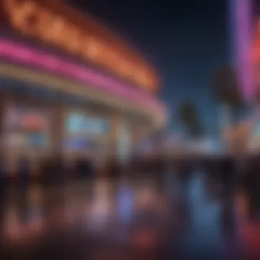 Vibrant Entertainment Venue in Las Vegas An innovative entertainment venue lit up at night, bustling with excitement.