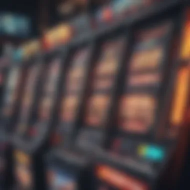Vibrant Slot Machines Close-up of vibrant slot machines with engaging graphics