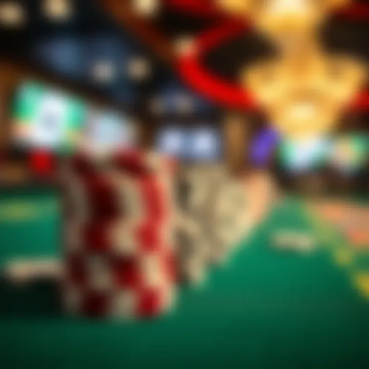 A close-up of poker chips stacked on a table, reflecting the excitement of the game