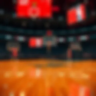 NBA court with betting odds displayed