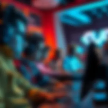 Competitive Gaming Environment An engaging illustration depicting players immersed in a competitive gaming environment.