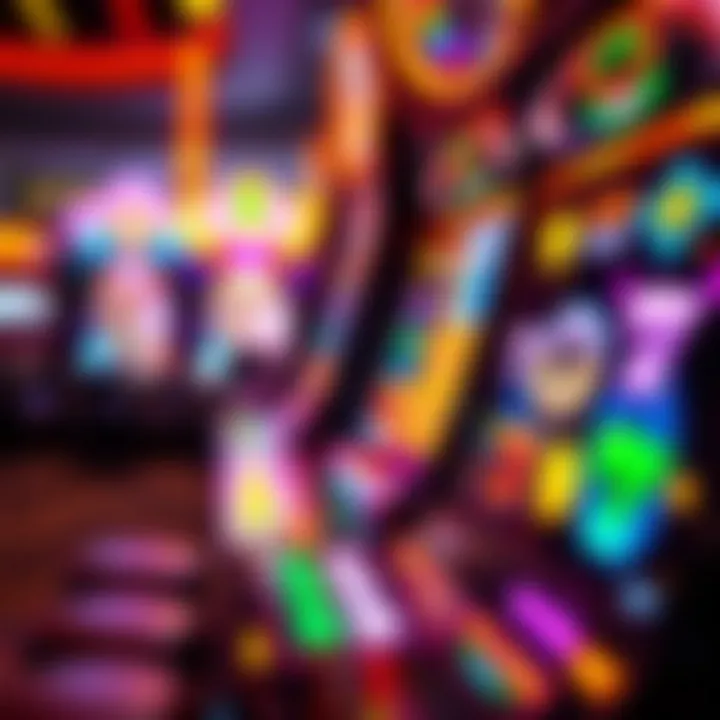 Vibrant slot machine display with colorful symbols