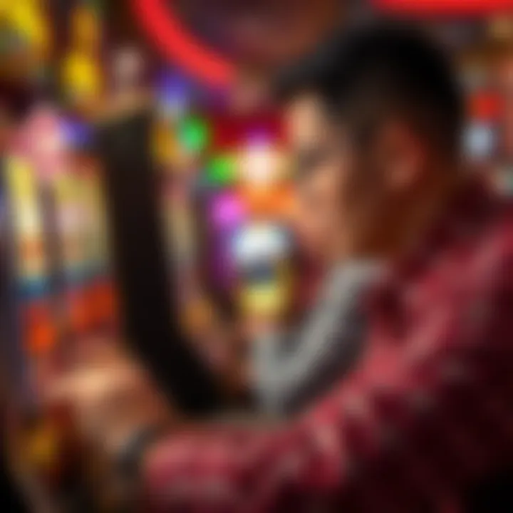 Strategic Approaches to Slot Gaming Player engaging with a slot machine, focusing on strategy