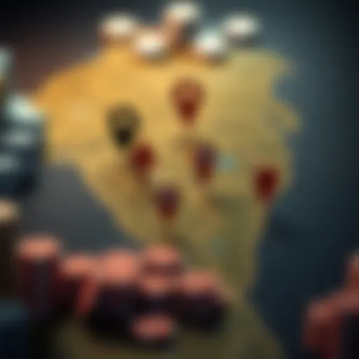 Map pinpointing local poker venues