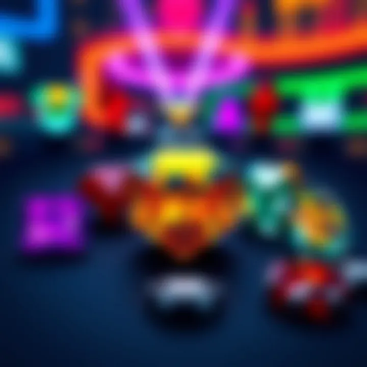 A visually striking representation of gemstones integrated into a digital gaming environment