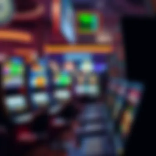 A selection of colorful slot machines in a casino environment