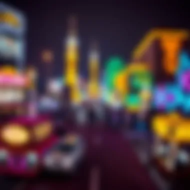Las Vegas Nightlife and Cultural Exchange A panoramic view of Las Vegas nightlife showcasing cultural exchange