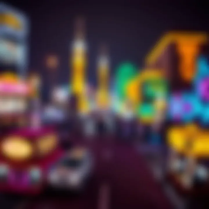 Las Vegas Nightlife and Cultural Exchange A panoramic view of Las Vegas nightlife showcasing cultural exchange