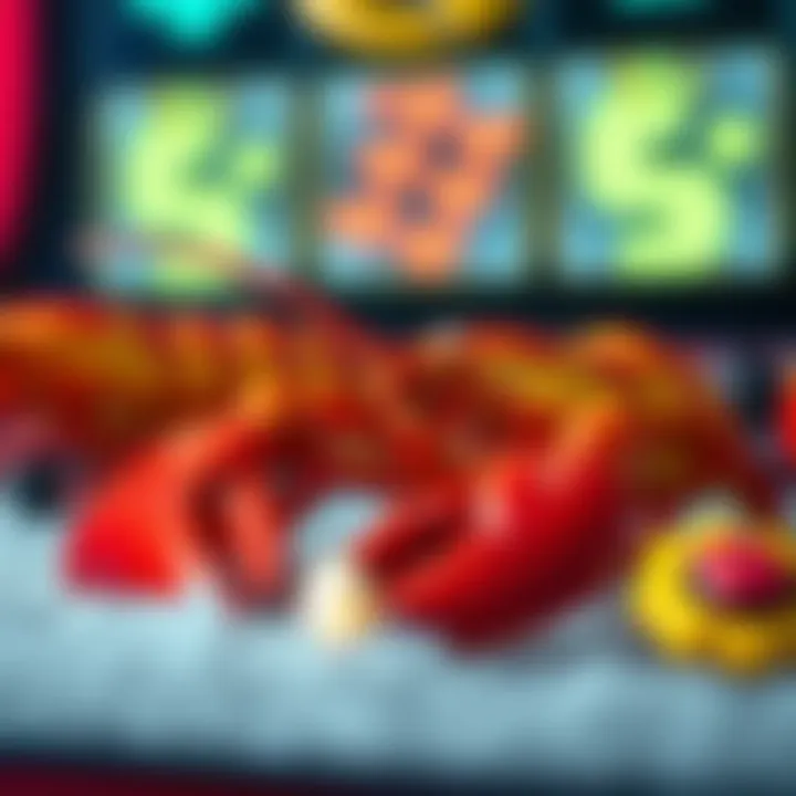 Close-up of the unique symbols featured in Lobster Mania