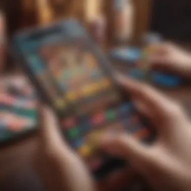 Innovative Mobile Interface for Lottery Apps Visual representation of a mobile app interface for lottery ticket purchasing, showcasing vibrant design and user engagement features.