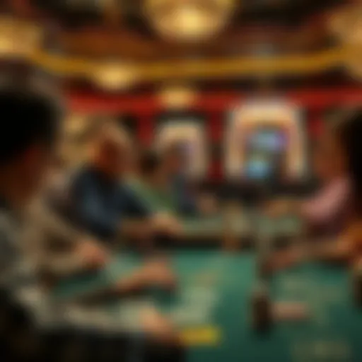 A poker table with players engaged in a game