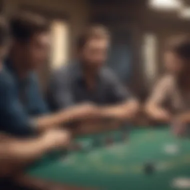 Engaged Players in Mississippi Stud Poker Players engaged in a Mississippi Stud Poker game