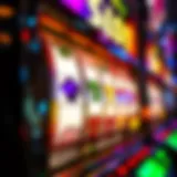Close-up of a slot machine displaying colorful reels