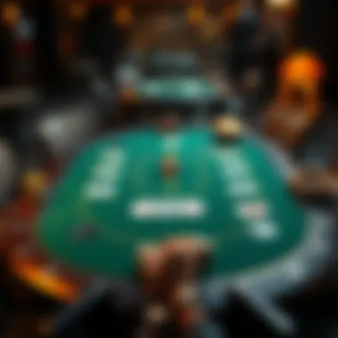 A detailed view of a Three Card Poker table setup